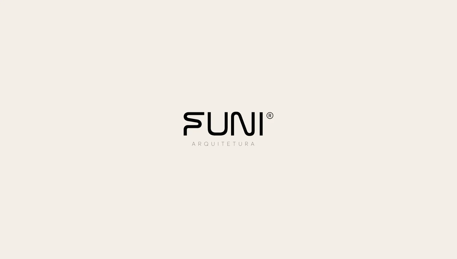 Logo da Funi Arquitetura em preto sobre fundo areia