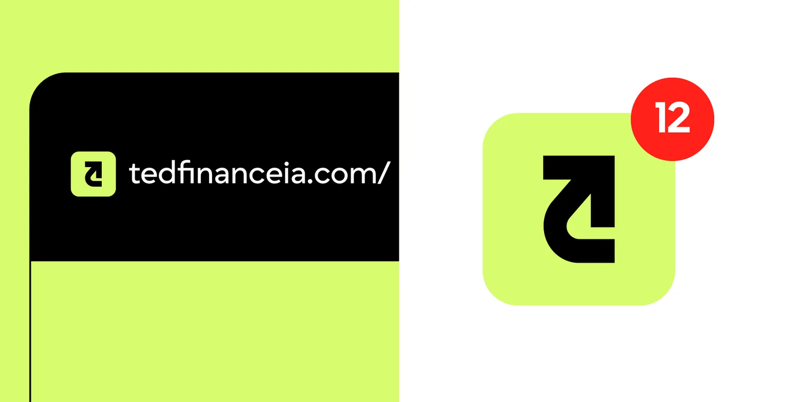 Endereço do site ao lado do ícone do app com notificação